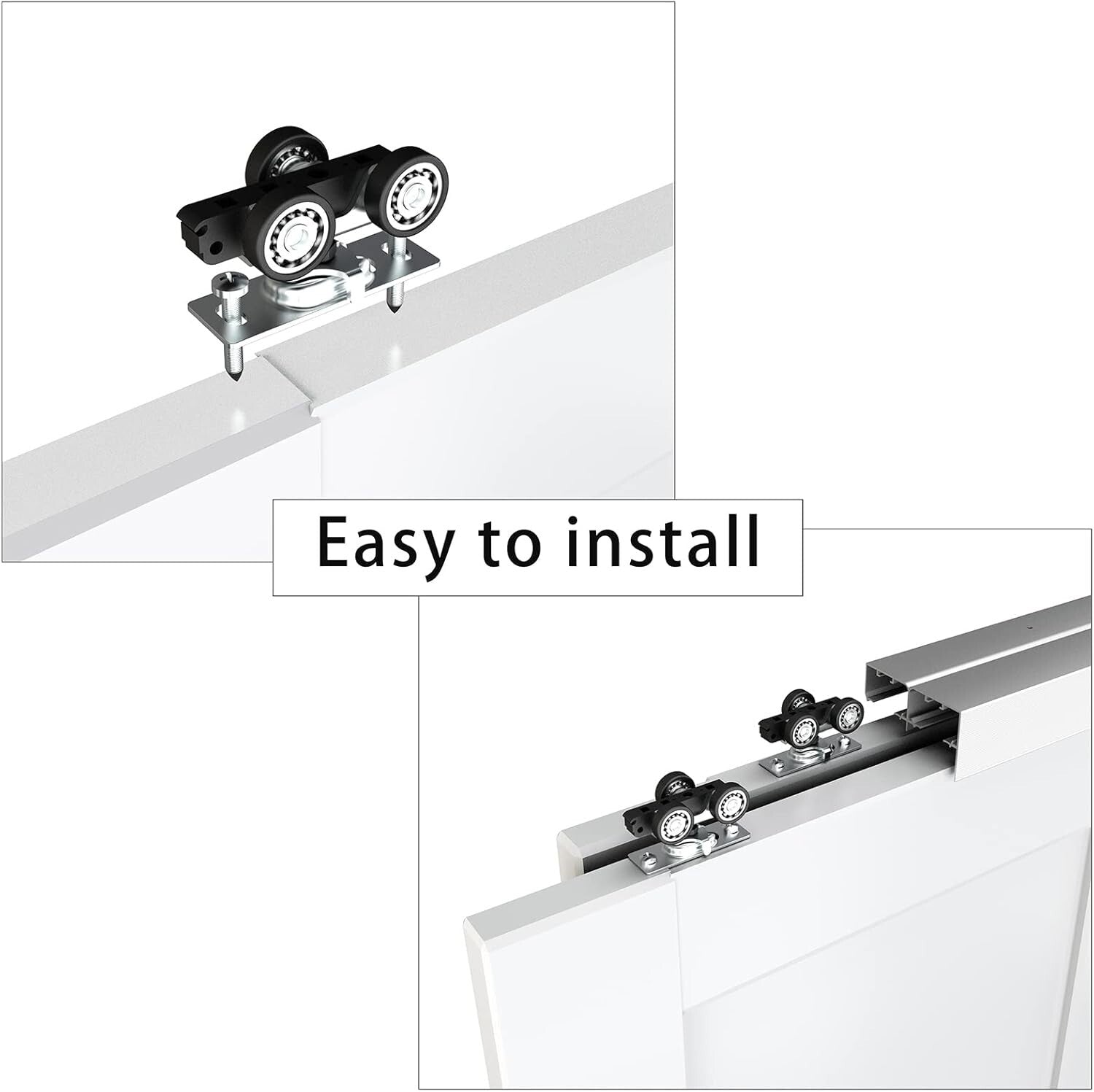 72" Aluminum Sliding Closet Door Hardware Set - Smooth & Quiet Operation