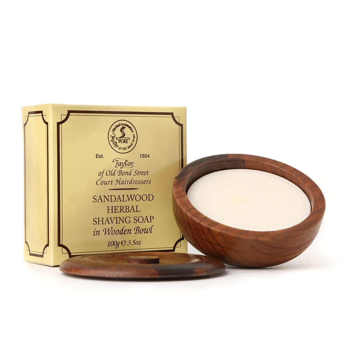 Refillable Sandalwood Shaving Soap in Wooden Bowl, 3.5 oz – Eco-Friendly Luxury