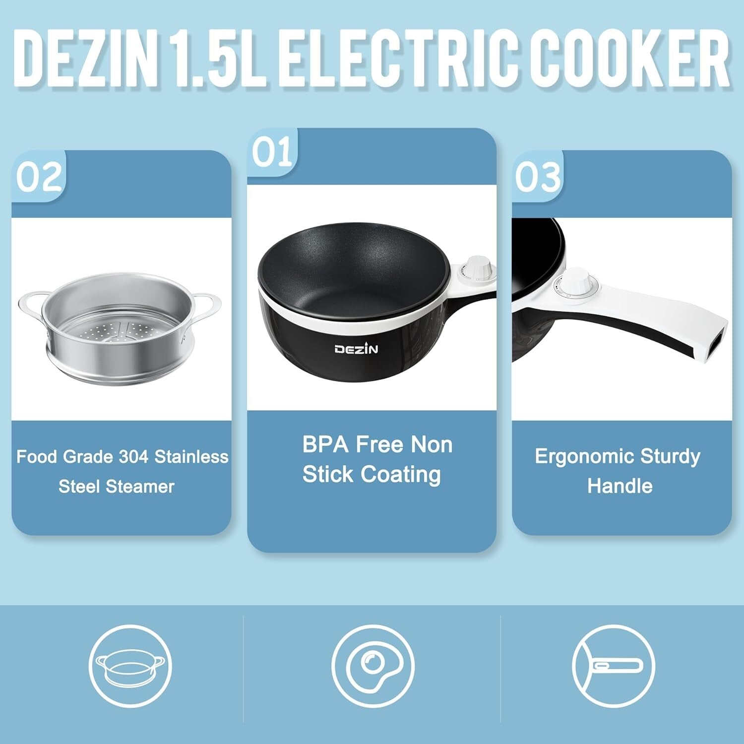 Electric Hot Pot with Steam Function & Over-Heat Protection - Perfect for Dorms