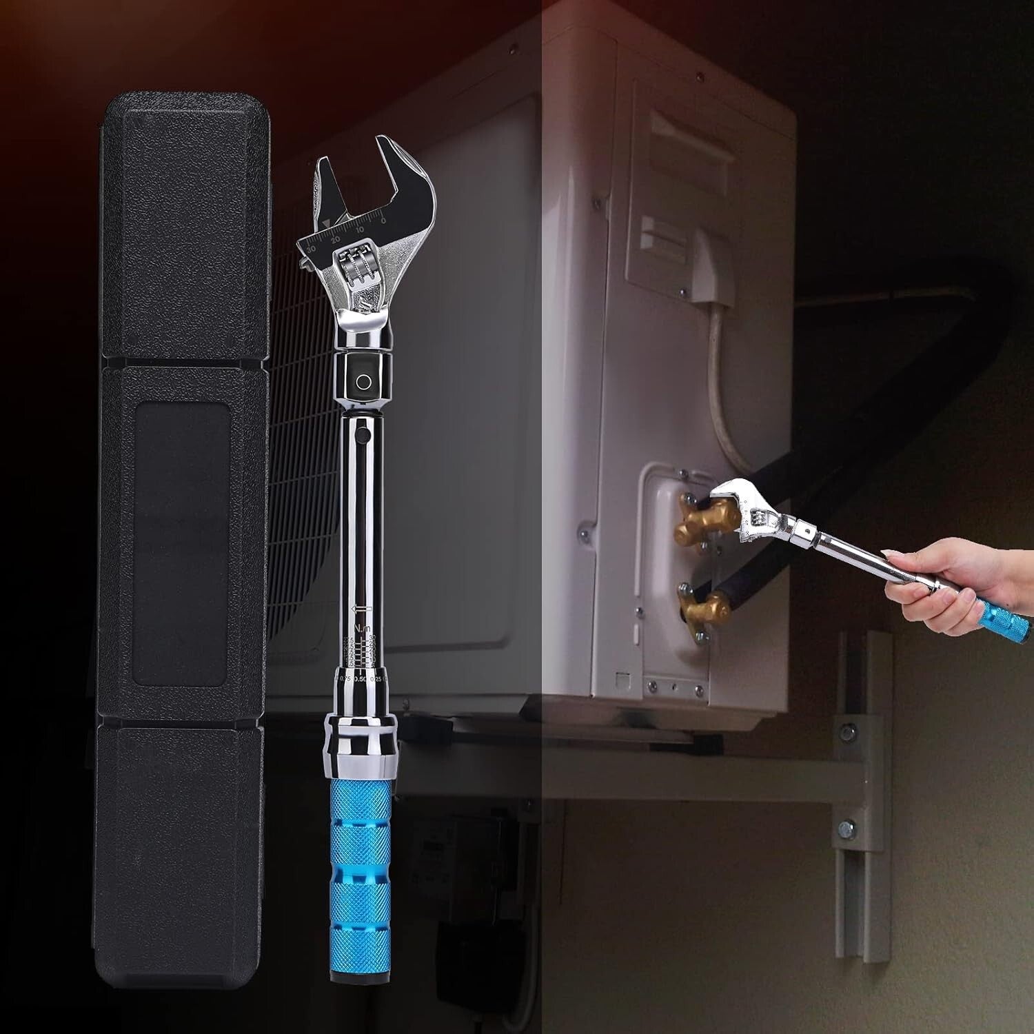 Adjustable 5-30 Nm Click Torque Wrench with Interchangeable Heads - HVAC & Auto