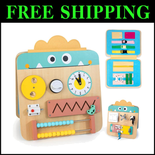 Educational 17 Activities Busy Board for Kids 2-4 Years - Fine Motor Skills