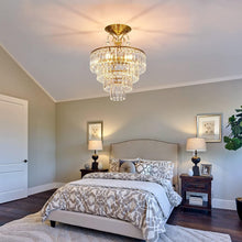 Load image into Gallery viewer, Chic Crystal Gold Semi Flush Mount Chandelier - Ideal for Living &amp; Dining Rooms