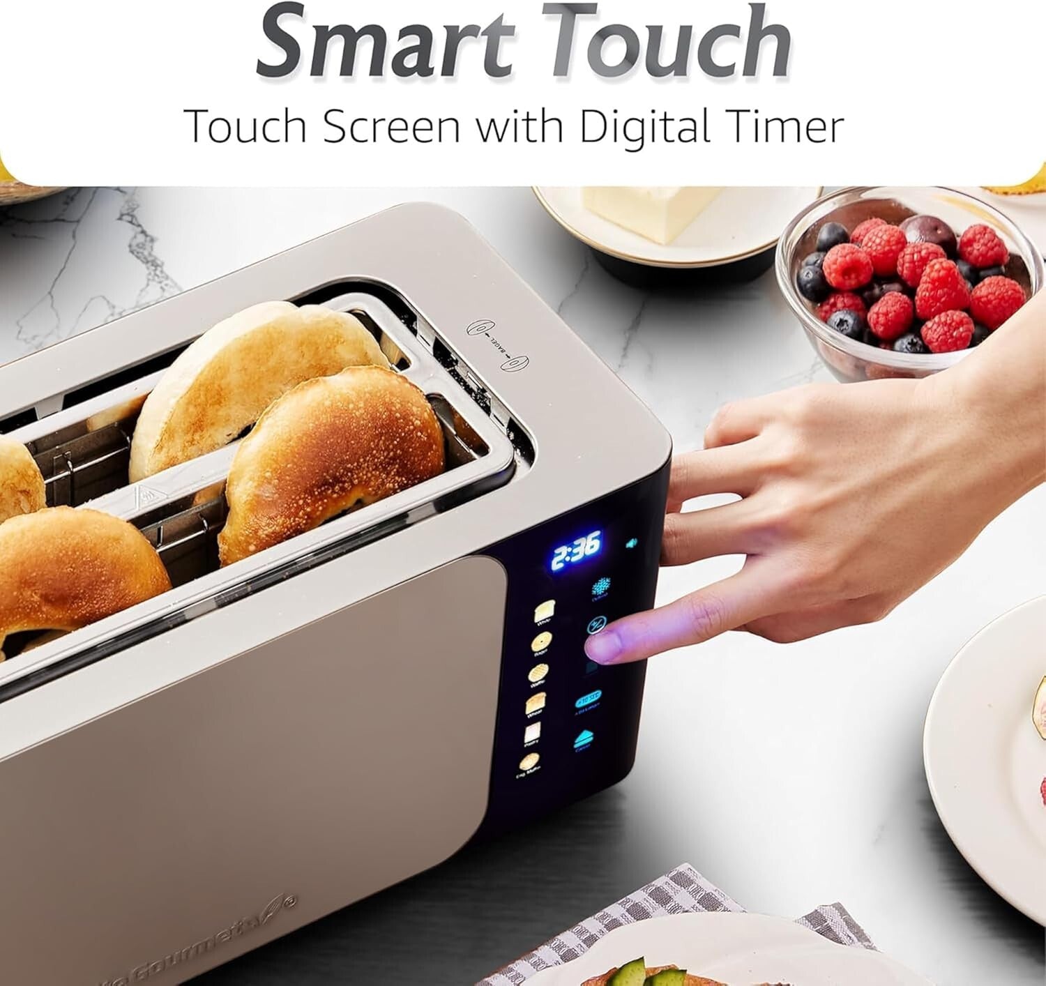 Advanced Stainless Steel Toaster - 4-Slice, Touchscreen, 6 Browning Settings