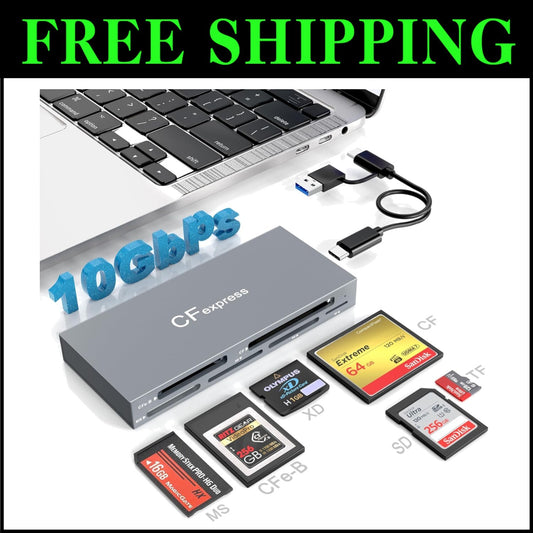Compact 6-in-1 CFexpress Card Reader with USB 3.2 - Ideal for Photographers