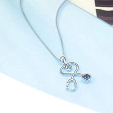 Load image into Gallery viewer, Sterling Silver Stethoscope Pendant Necklace - Perfect Gift for Doctors &amp; Nurses
