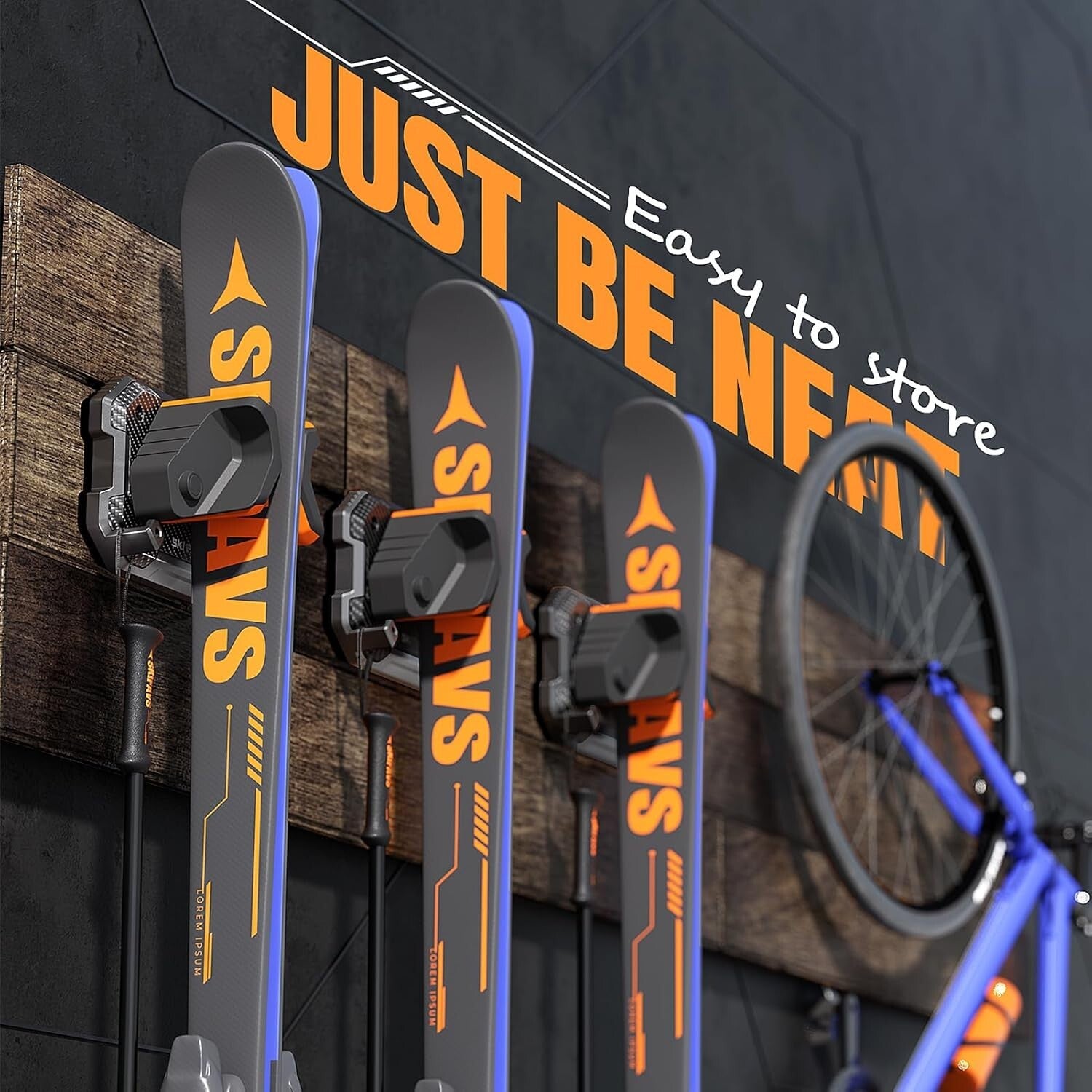 Elegant Vertical Ski Storage Solution - Slip-Resistant, Damage-Free Holders