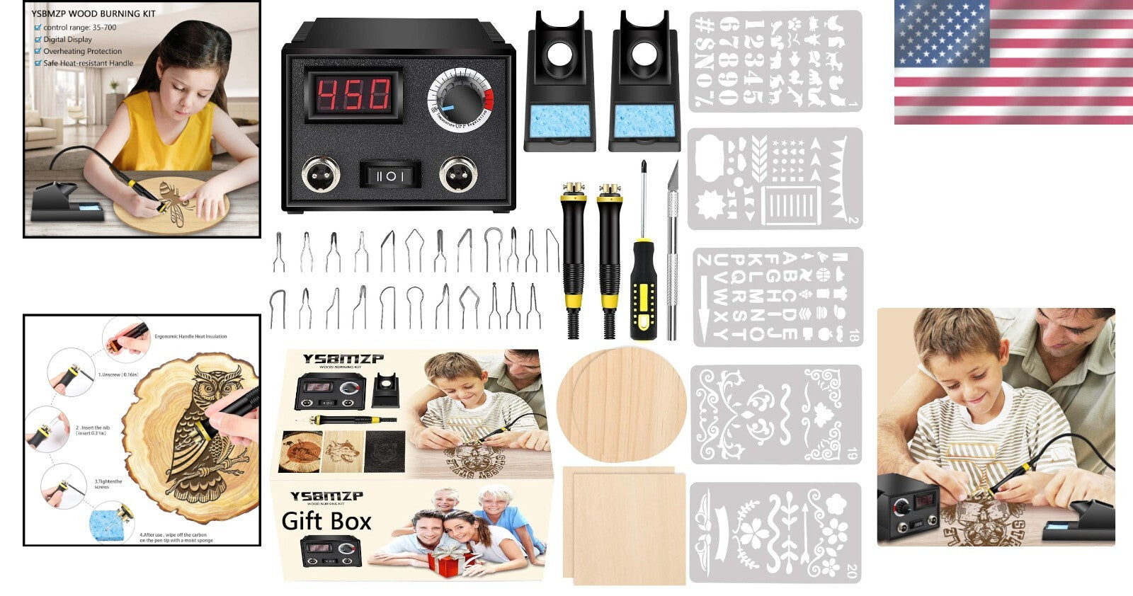 Versatile Wood Burning Tool with Ergonomic Handle & 23 Tips for Fine Detailing