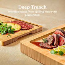 Load image into Gallery viewer, Set of 3 Bamboo Cutting Boards - Non-Toxic Kitchen Essentials with Juice Grooves