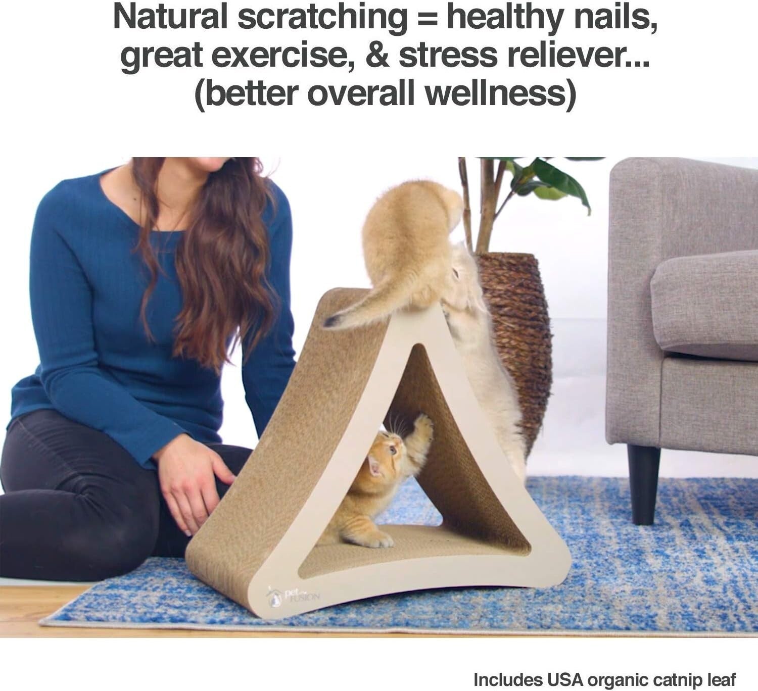 3-Sided Vertical Cat Scratching Post - Eco-Friendly Cardboard Lounge (18"/24")