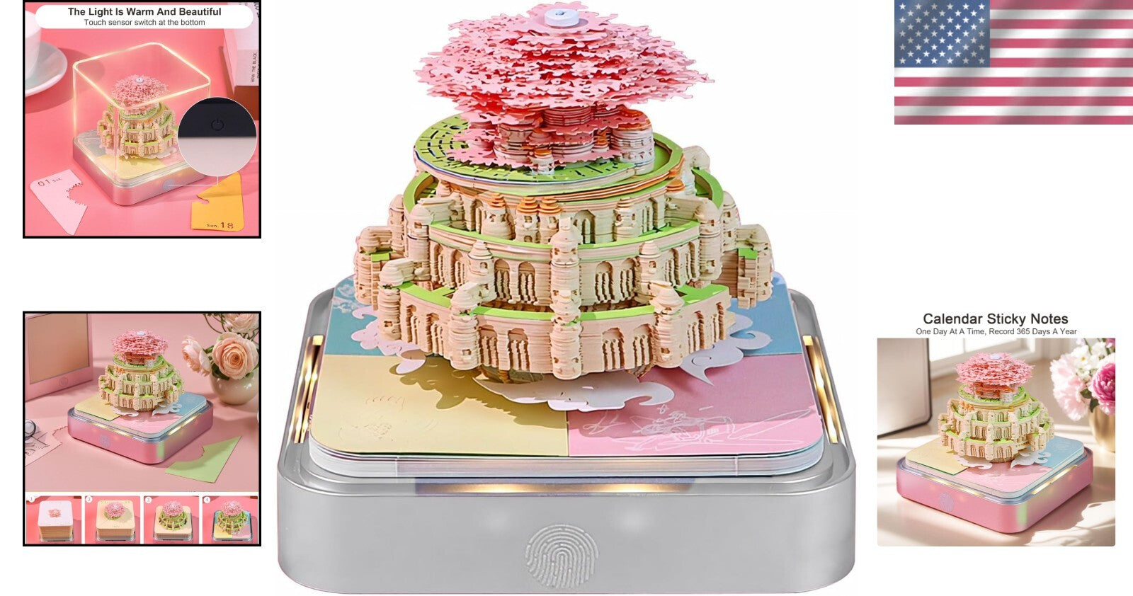 Artistic 3D Calendar 2025 – Tear-Away Note Pad with LED Lights for Inspiration