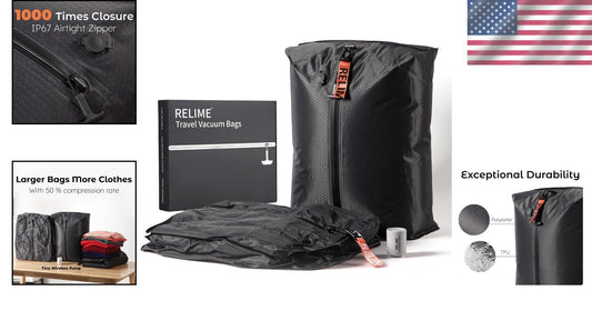 Airtight Travel Vacuum Storage Bags with Quick Connect Wireless Pump - 18.5”