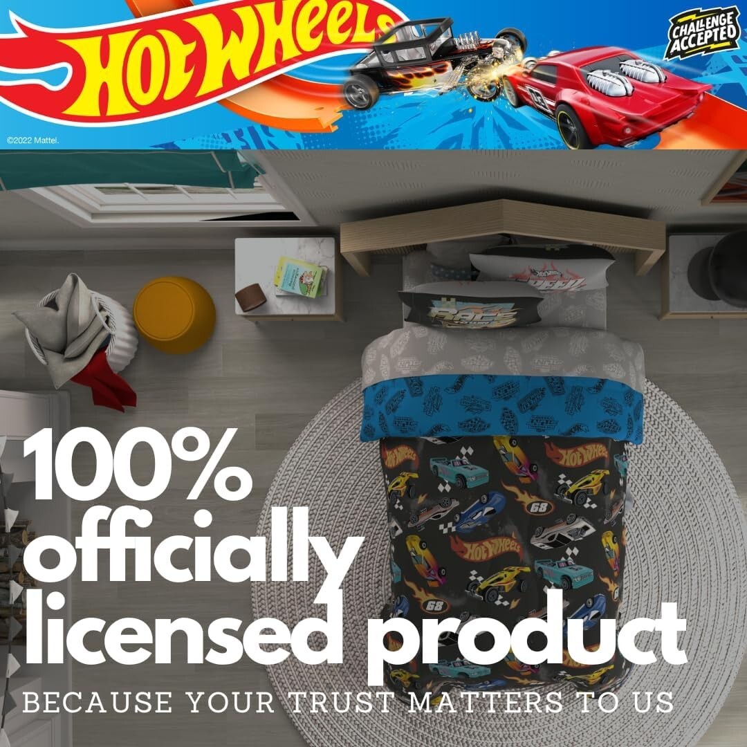 Hot Wheels Kids 5 Piece Twin Comforter & Sheet Set - Super Soft Microfiber