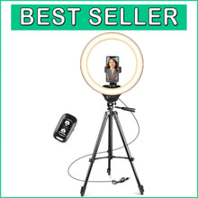 Load image into Gallery viewer, High-Brightness 14'' Selfie Ring Light &amp; Tripod for Flawless Makeup &amp; Streaming