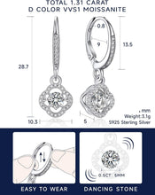 Load image into Gallery viewer, Luxurious 925 Silver Moissanite Dangle Earrings – Birthday and Valentine’s Gift
