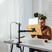Load image into Gallery viewer, Ergonomic Desktop Book Holder - XL Bamboo Clamp Stand for Cooking and Study