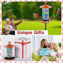 Load image into Gallery viewer, Solar-Powered Mosaic Bird Feeder Kit with Adjustable Height Pole – Unique Gift