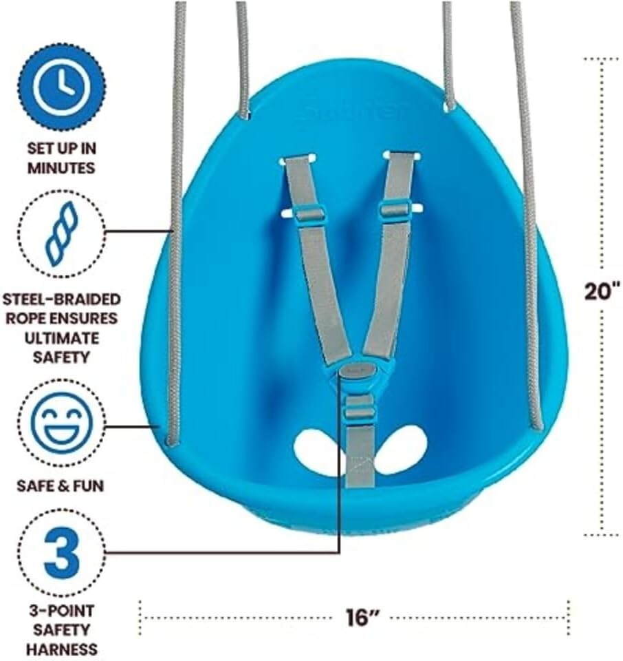Adjustable Toddler Swing with 3-Point Harness - Perfect for Ages 6-36 Months