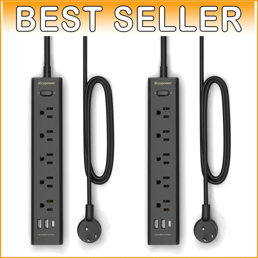 Heavy-Duty 10FT Power Strip with Surge Protection, 5 Outlets, USB C Charging