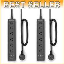 Load image into Gallery viewer, Heavy-Duty 10FT Power Strip with Surge Protection, 5 Outlets, USB C Charging