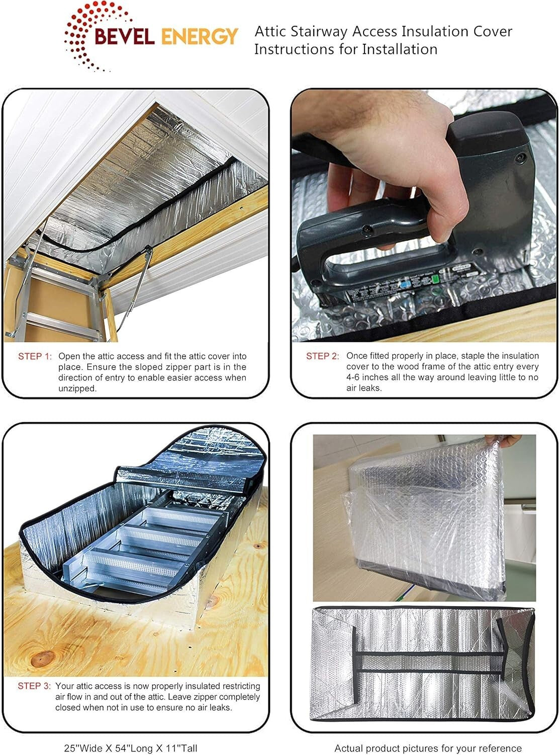 Efficient Attic Ladder Insulation Cover - Dust-Proof Zippered Design 25" x 54"