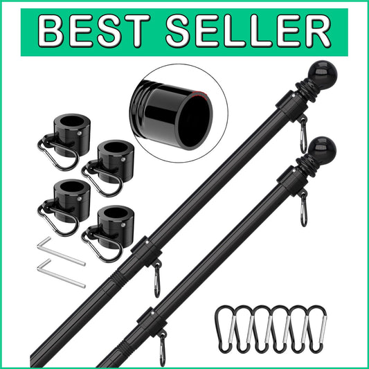 5 FT Stainless Steel Flag Pole with 360° Rotating Ring - Ideal for Trucks, Boats