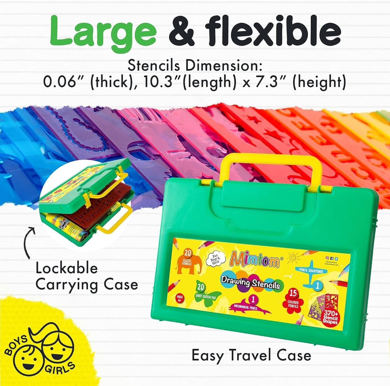 Portable Drawing Kit with Stencils: Ideal Arts & Crafts for Children Ages 4-8