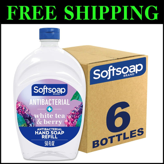Smooth & Soft Antibacterial Liquid Hand Soap - White Tea & Berry, 6x50oz Bottles