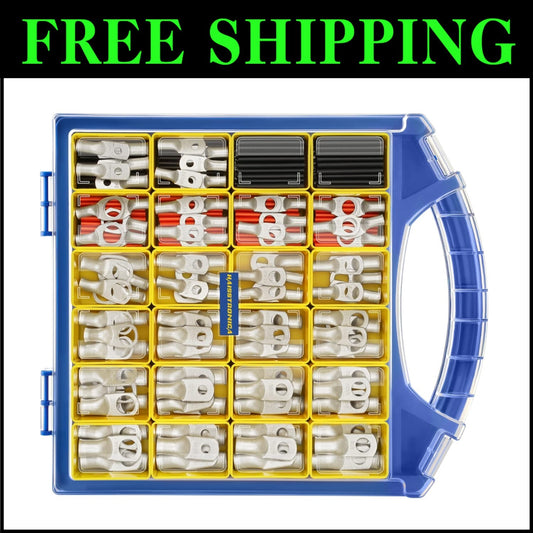 Portable 220PCS Tinned Copper Lug Kit with Heat Shrink Tubes - Pro Grade Quality