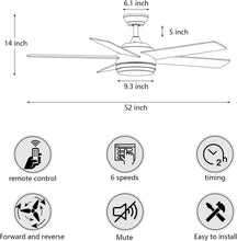 Load image into Gallery viewer, 52 Inch White DC Ceiling Fan with Remote &amp; Dimmable LED Light - Modern Elegance