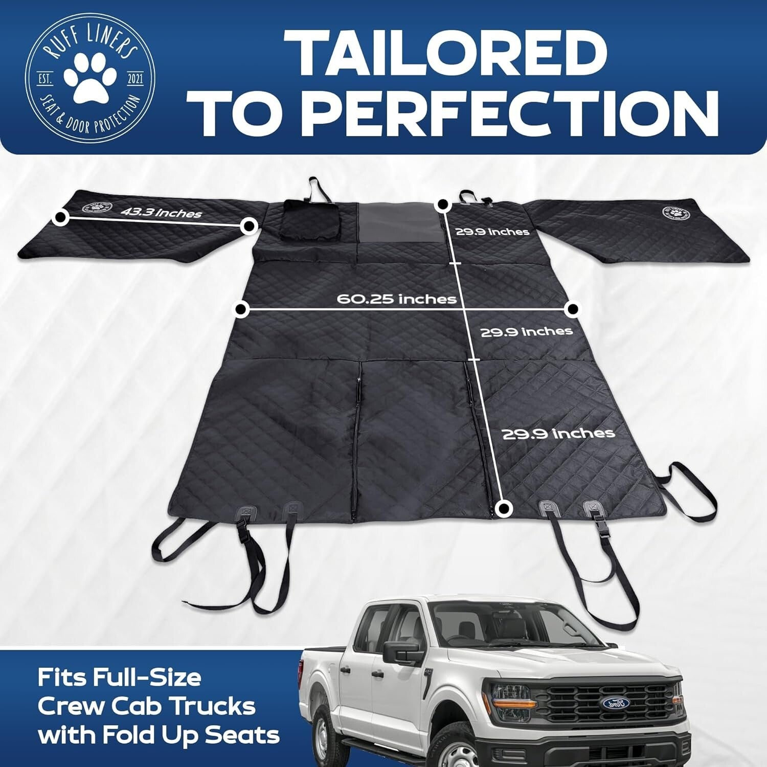 Scratch-Resistant Dog Seat Cover with Storage Pocket - Fits Popular Truck Models