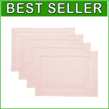 Load image into Gallery viewer, Unique Hemstitch Pink Linen Placemats - Set of 4 for Elegant Dining Experiences