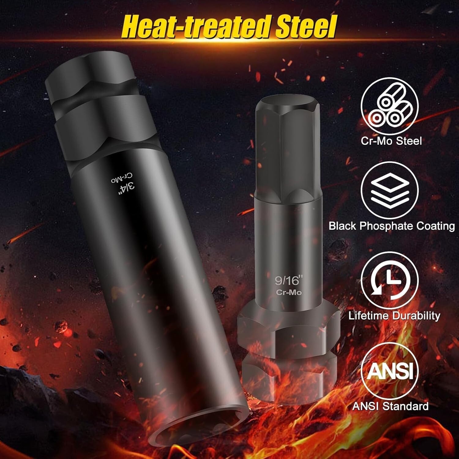 Effortless Wheel Maintenance with 16-Piece Lug Nut Key Set - Durable Steel