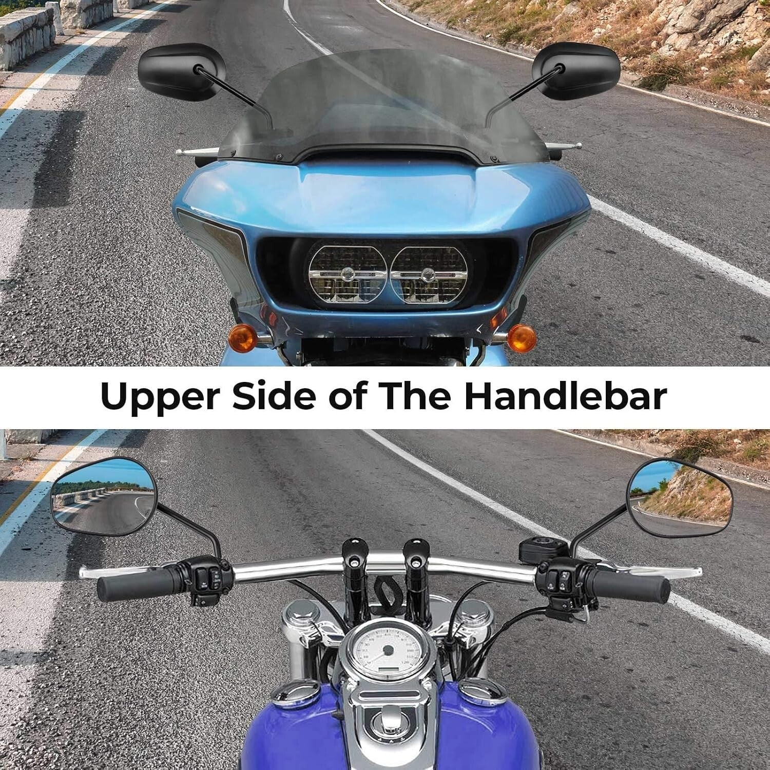 360-Degree Adjustable M8 Motorcycle Mirrors for Sportster & Touring Models