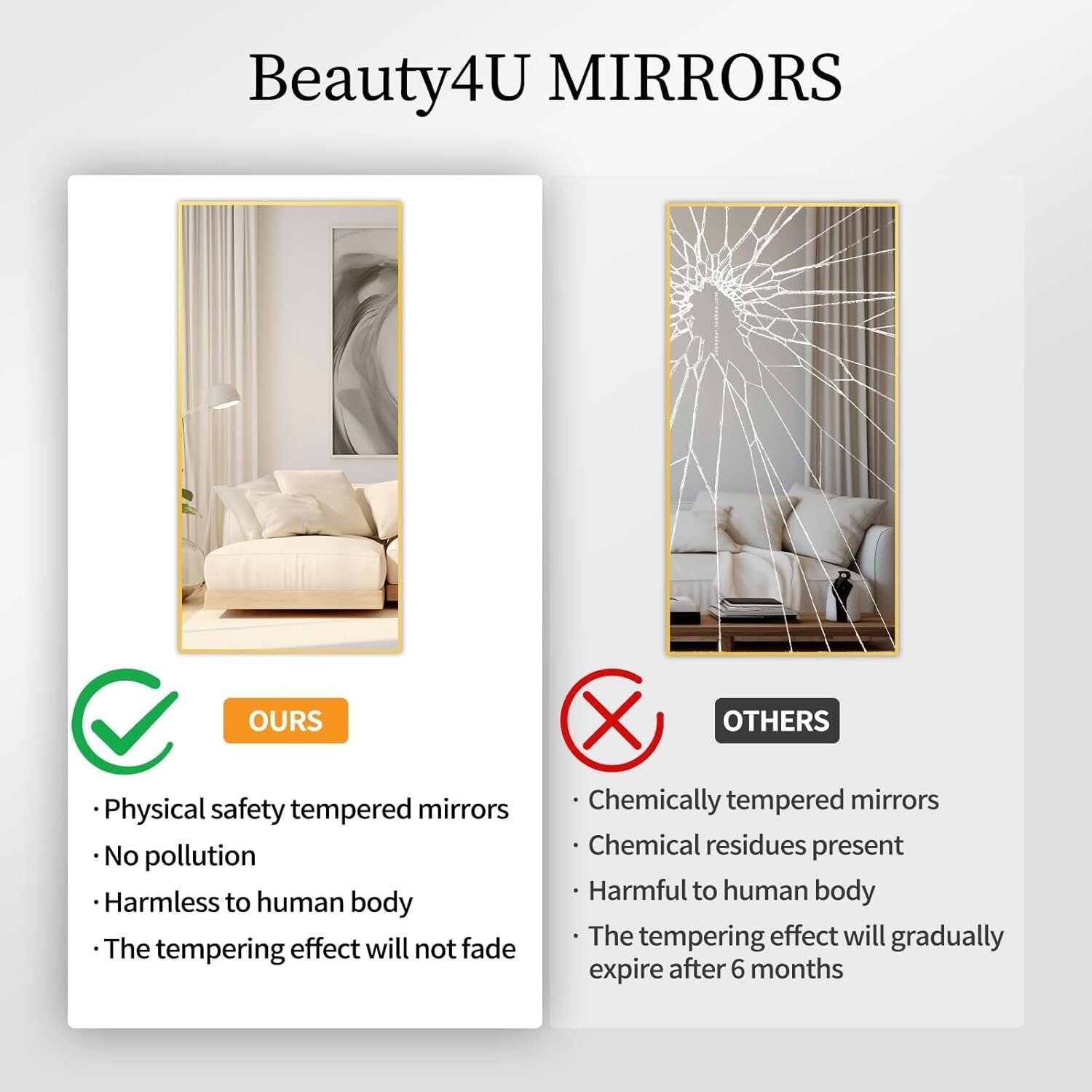 Stylish 59" x 16" Full-Length Gold Mirror - Ideal for Bedrooms and Living Rooms