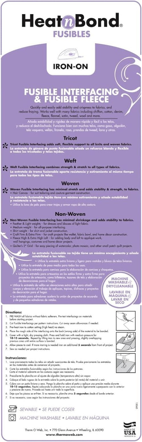 20" x 25 Yards Fusible Non-Woven Interfacing - Perfect for Lightweight Fabrics