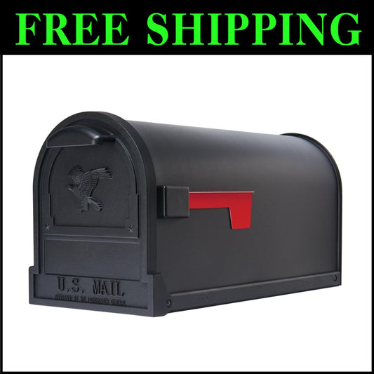 Stylish Large Capacity Post-Mount Mailbox in Galvanized Steel, Textured Black