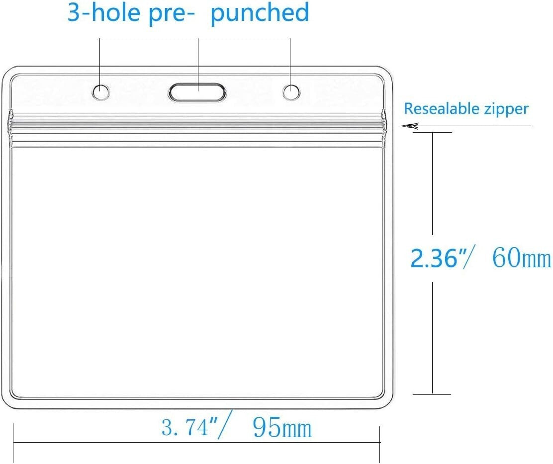 Convenient 300-Pack Waterproof Horizontal ID Card Holders with Pre-Punched Holes