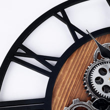Load image into Gallery viewer, Rustic 23-Inch Wall Clock with Real Gears and Roman Numerals for Kitchen