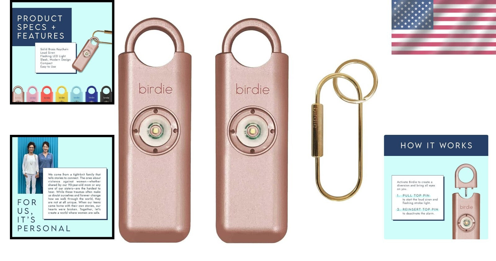 Modern Women’s Personal Safety Alarm - 130 dB, Keychain & Strobe Light, 2-Pack