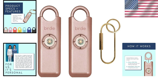 Modern Women’s Personal Safety Alarm - 130 dB, Keychain & Strobe Light, 2-Pack