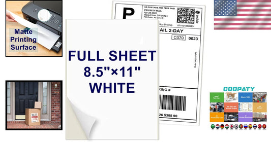 Matte Finish 8.5" x 11" Shipping Labels - 500 Sheets for Laser & Inkjet Printing