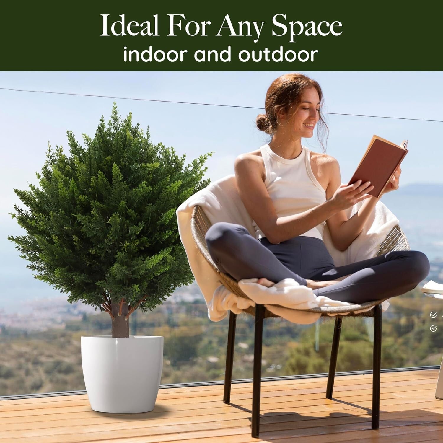 Durable Fade-Proof Artificial Cypress Trees - 15.7'' Topiary for All Spaces