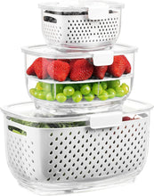 Load image into Gallery viewer, Durable Fruit and Vegetable Organizer Set - 3 Containers with Ventilation System