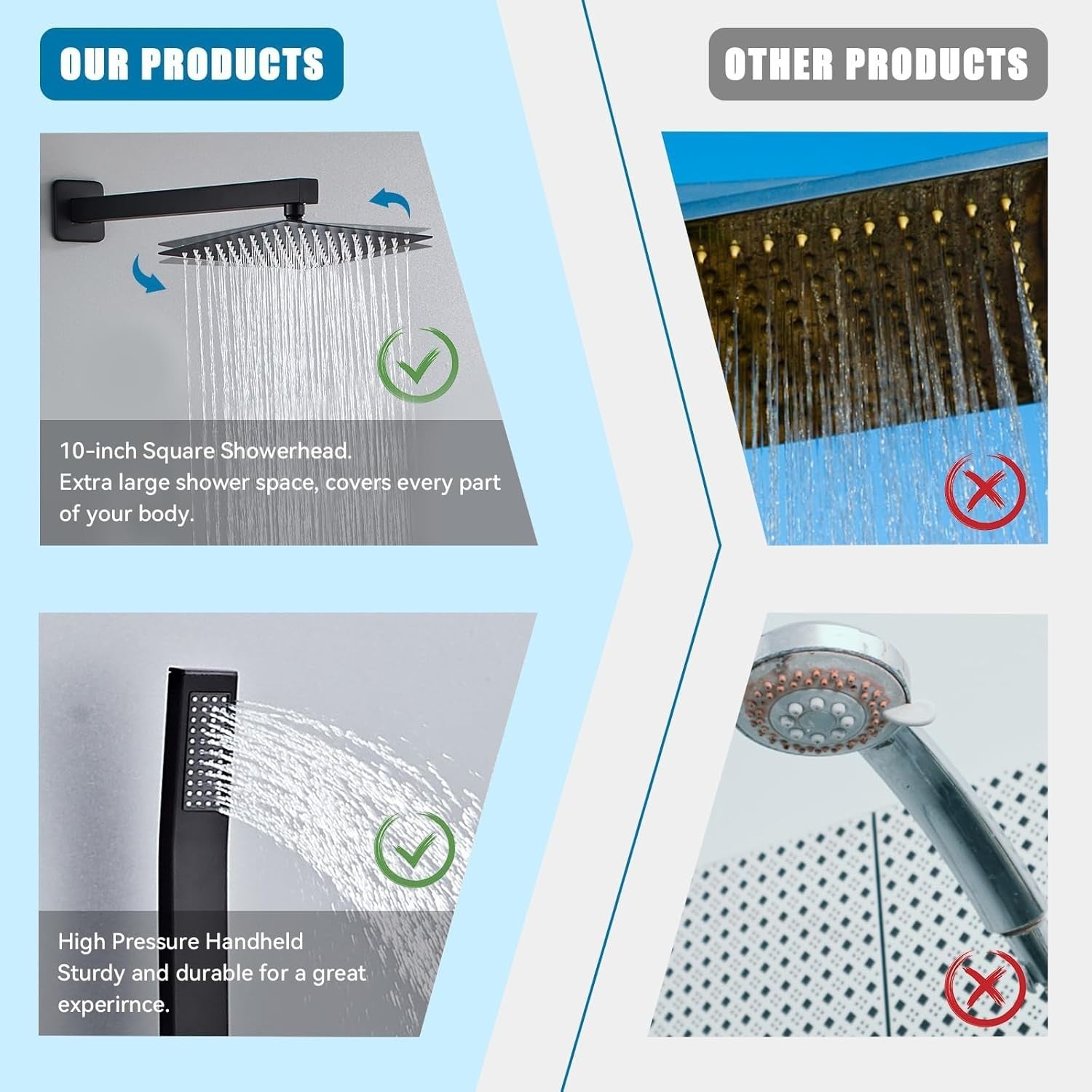 Durable Stainless Steel Shower Faucet Set with Pressure-Balanced Handheld Shower