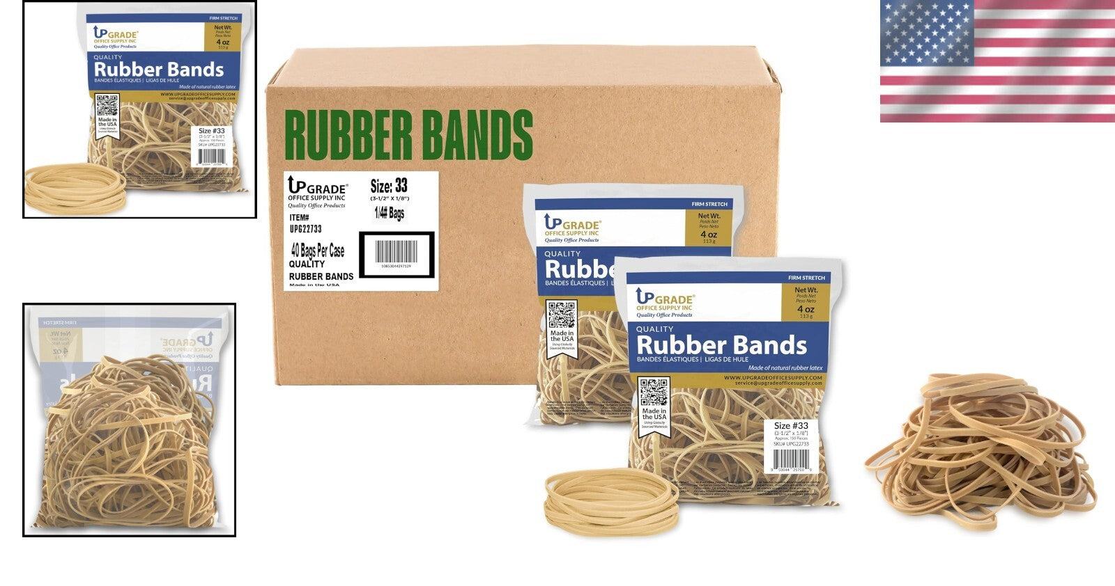 Versatile 10 lb Rubber Bands - 40 Bags of Natural Crepe, Perfect for Packaging
