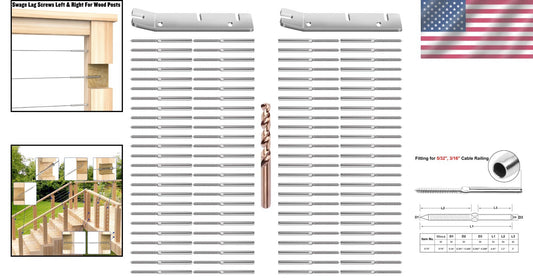 Durable 3/16” Swage Lag Screws & Tools - Railing Hardware for Decks & Stairs