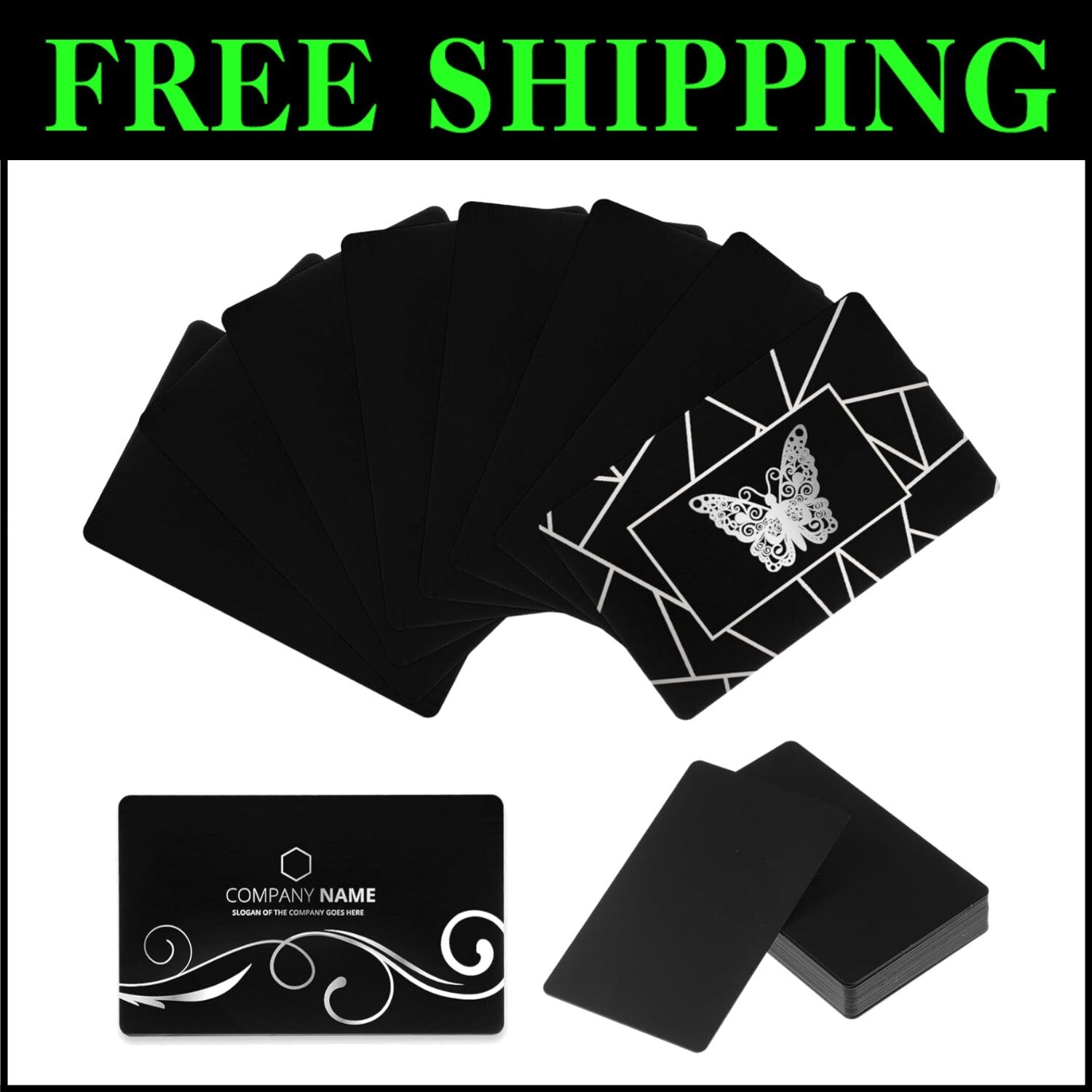 100-Pack Customizable Metal Business Cards - Durable Aluminum 3.4 x 2.1 inch