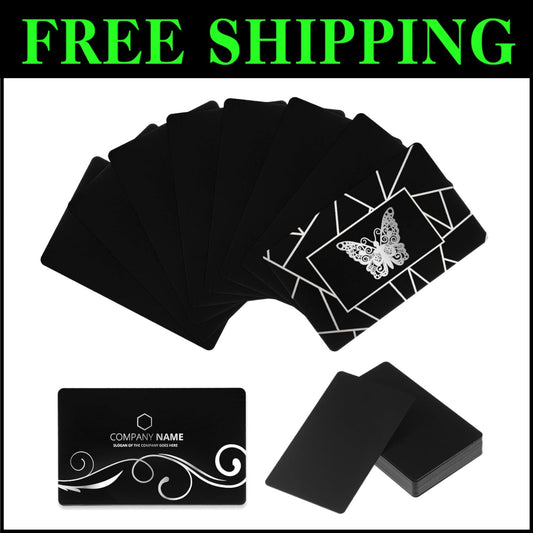 100-Pack Customizable Metal Business Cards - Durable Aluminum 3.4 x 2.1 inch