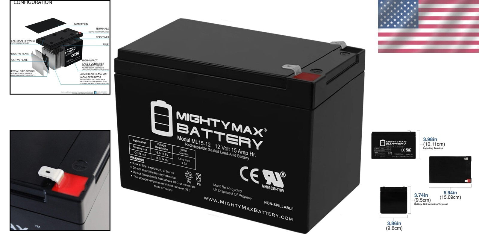 Versatile 12V 15AH Sealed Lead Acid Battery - Ideal for Multiple Applications