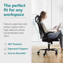 Load image into Gallery viewer, Ergonomic High-Back Office Chair with Lumbar Support and Flip-Up Armrests, Black